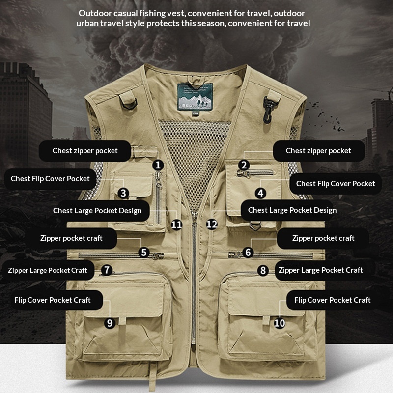 Wielokieszeniowa kamizelka rob – Leather Work Vest For Men recenzja i cena